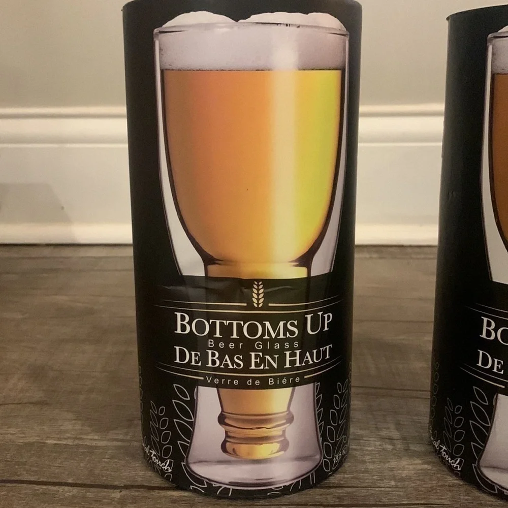 Final Touch Bottoms Up Beer‎ Glass Set of 2